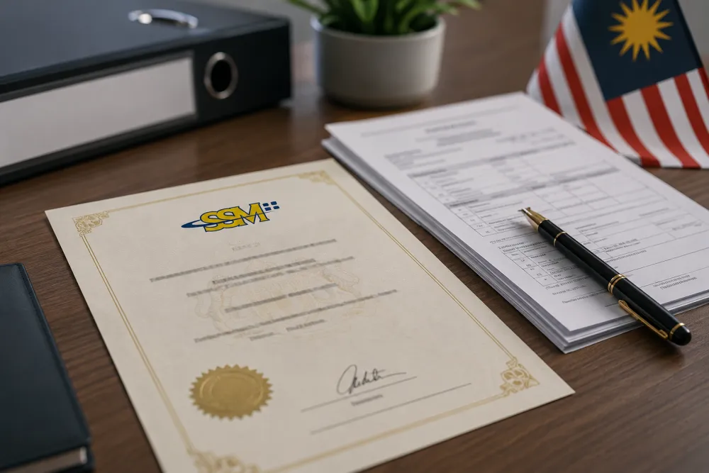 Entrepreneur étranger signant les documents de création d'entreprise en Malaisie